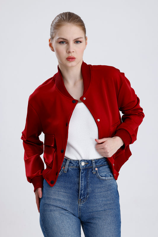 Dalgıç Kumaş Çift Cepli Bomber Ceket