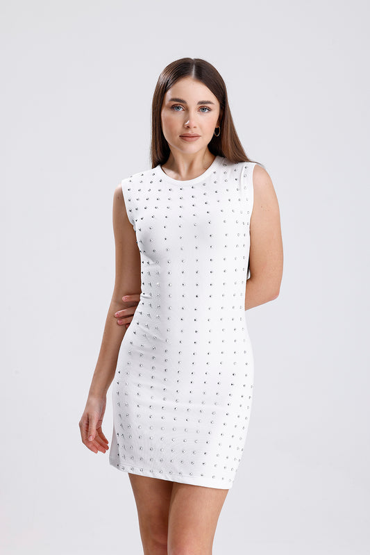 Kadın Taşlı Otttoman Kumaş Elbise