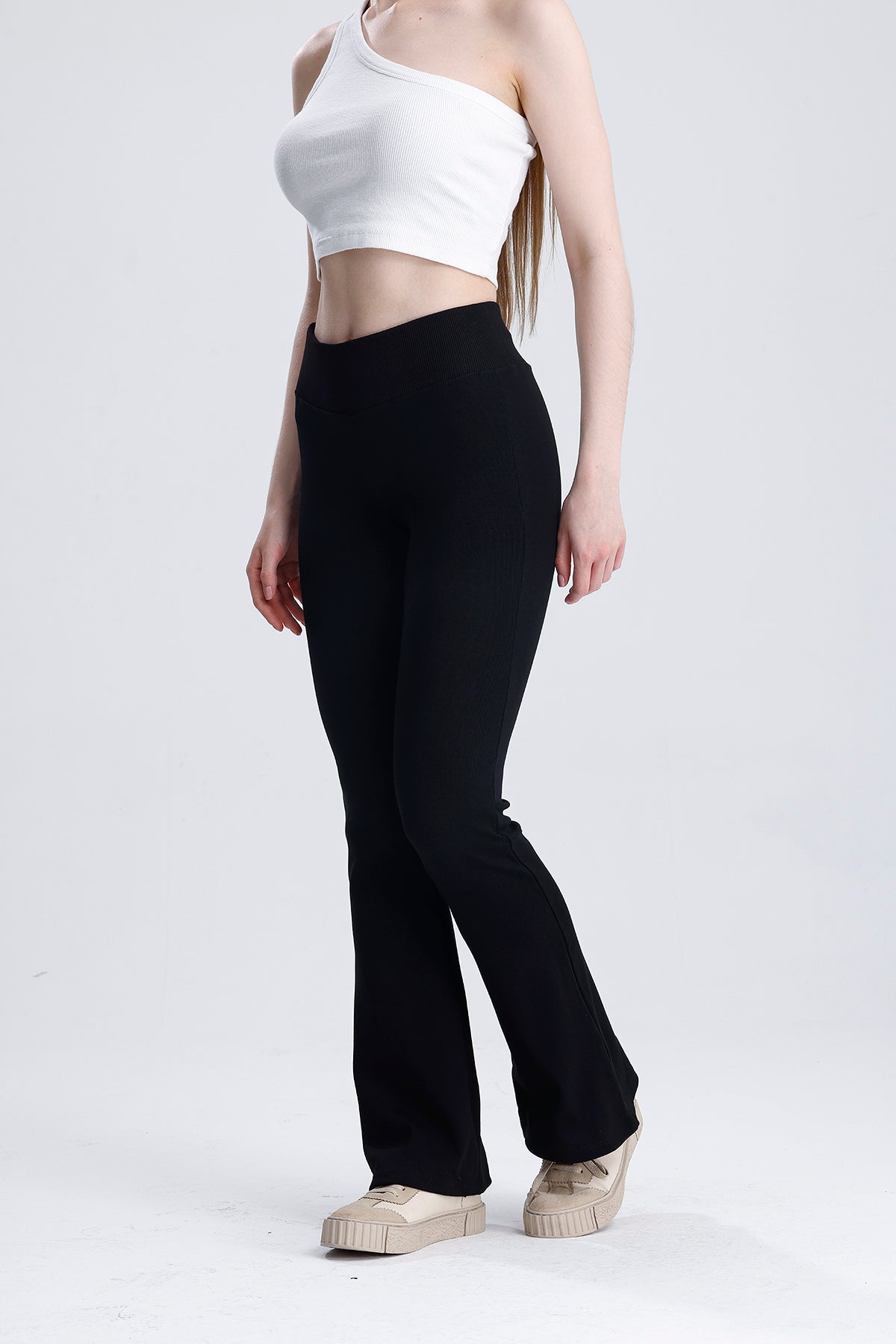 Beli fitilli İspanyol paça pantolon