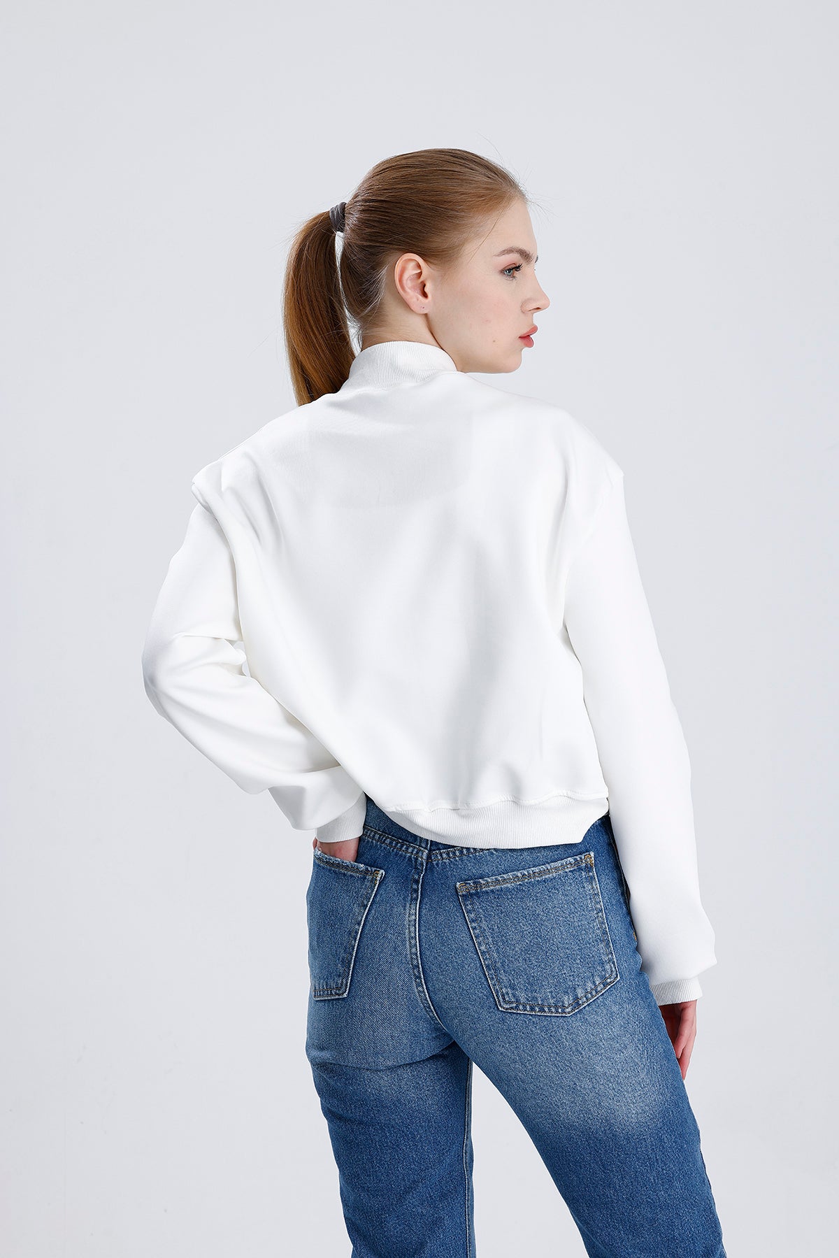 Dalgıç Kumaş Çift Cepli Bomber Ceket