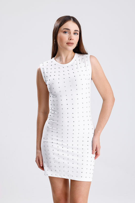 Kadın Taşlı Otttoman Kumaş Elbise