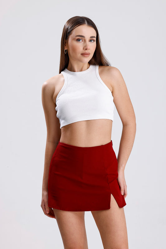 Mini Şort Etek Yandan Yırtmaçlı Arkası Etek Görünümlü