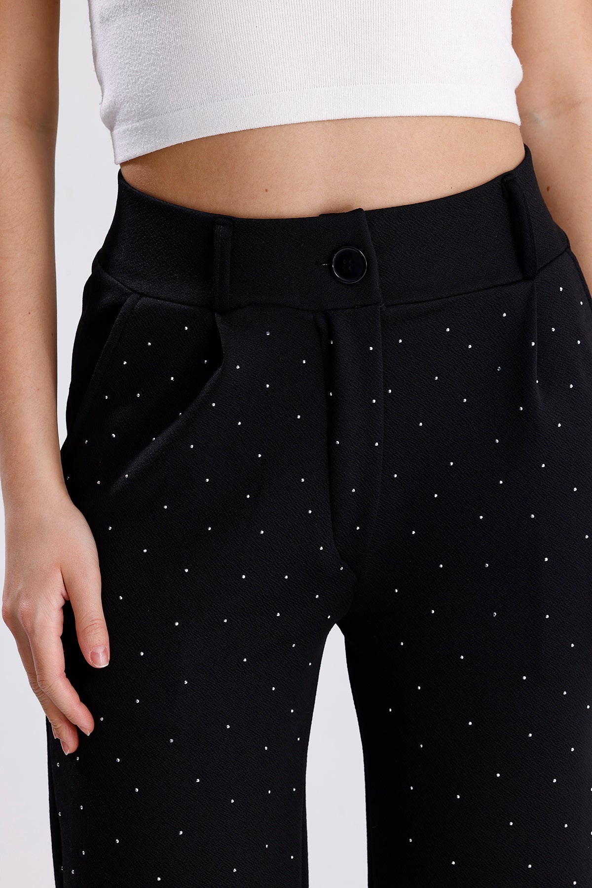 Siyah Taşlı Palazzo Pantolon