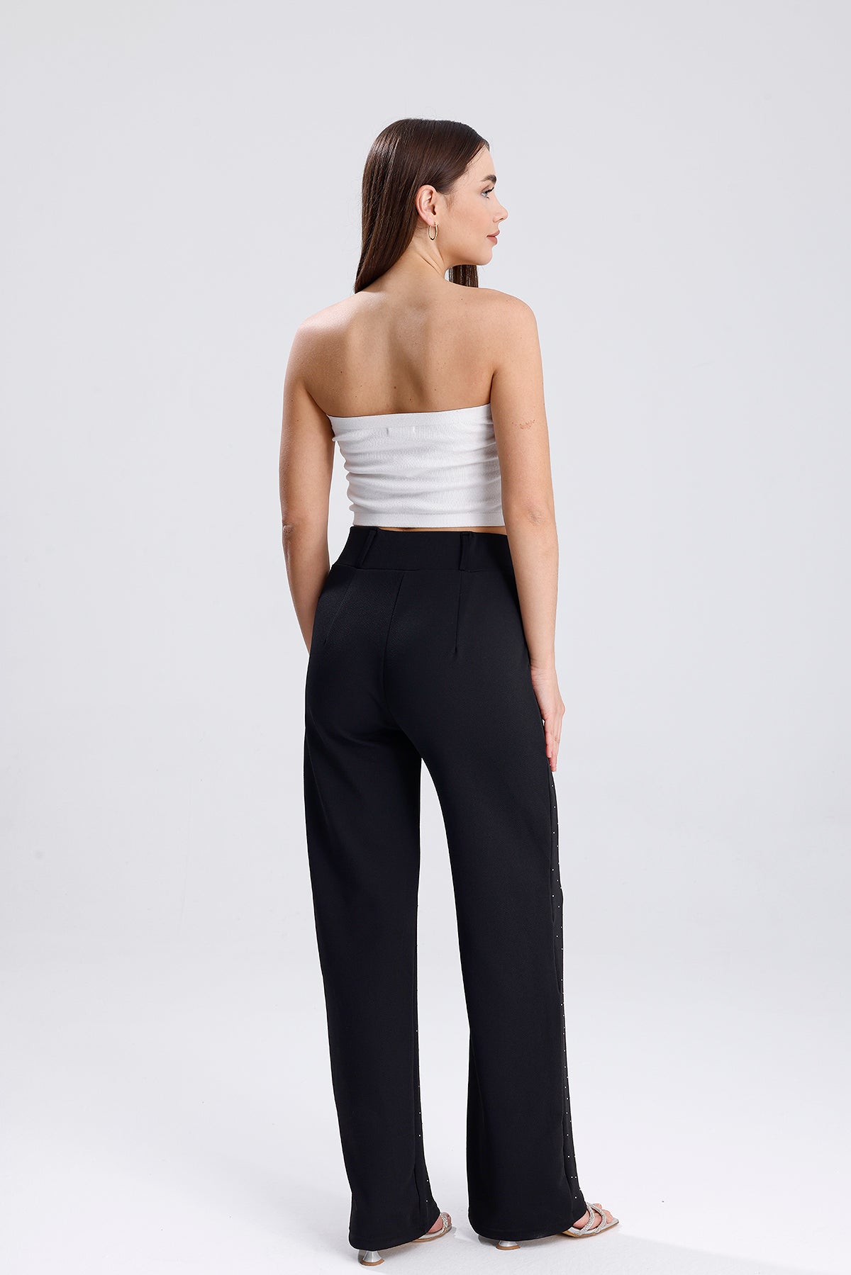 Siyah Taşlı Palazzo Pantolon