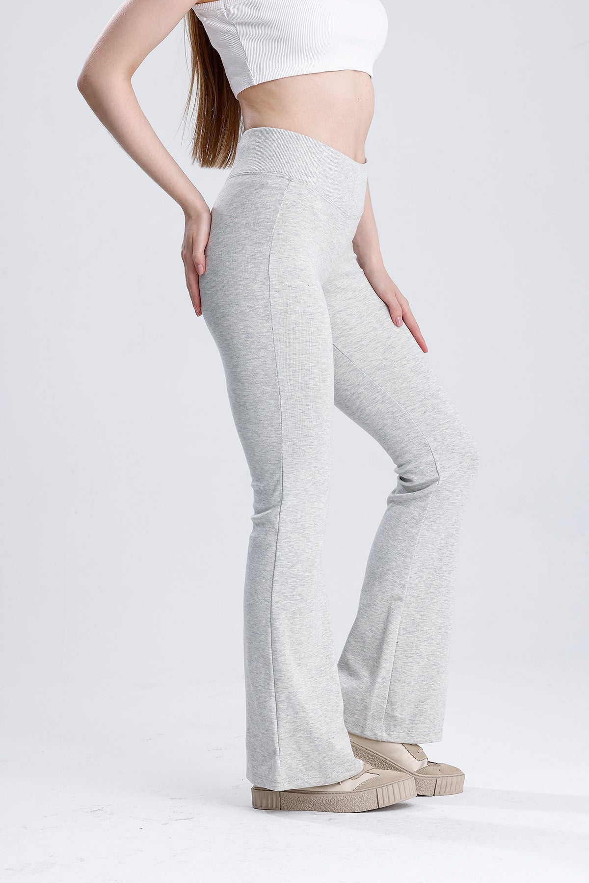 Beli fitilli İspanyol paça pantolon