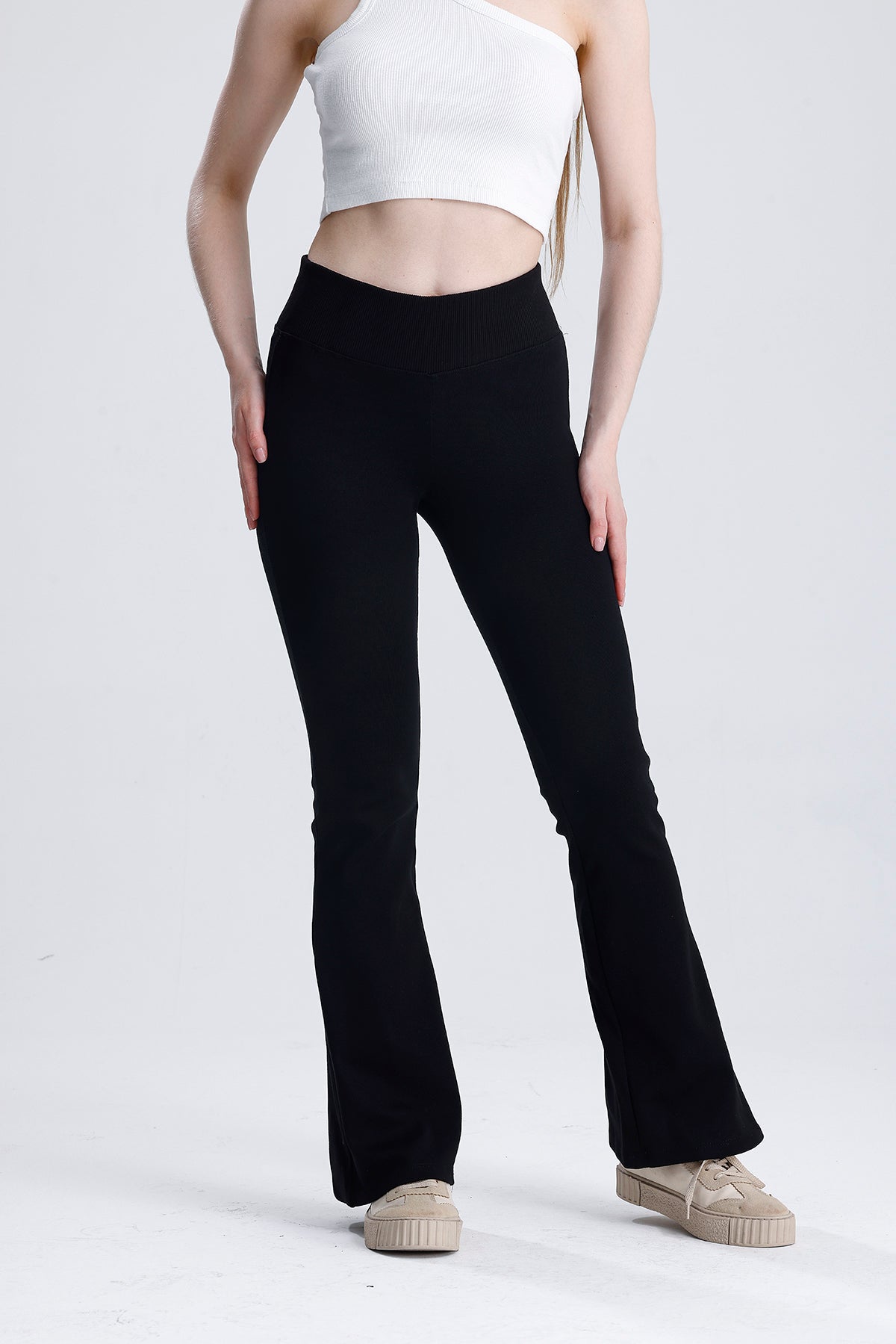 Beli fitilli İspanyol paça pantolon