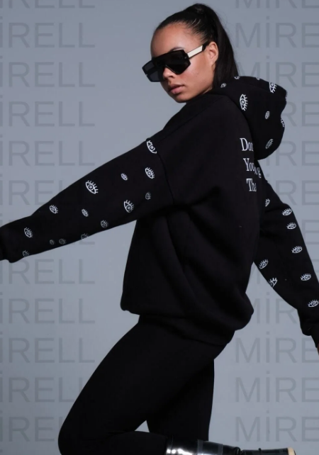 Siyah Oversize Eye Sweatshirt
