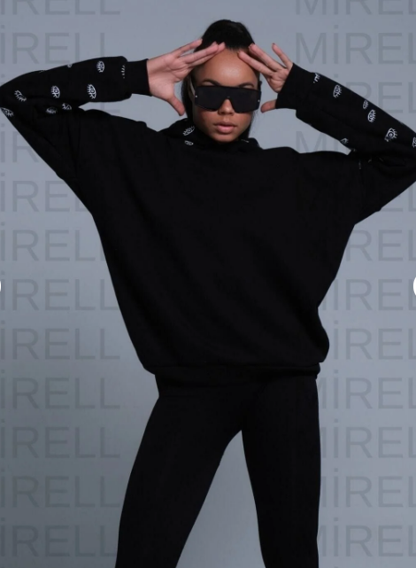 Siyah Oversize Eye Sweatshirt